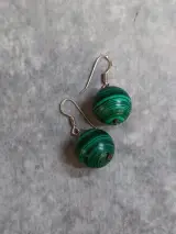 Exclusieve Malachiet sieradenset - Ketting en oorbellen in zilver - 925 – foto 8 – kavel bij De Kringwinkel, Gent