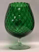 Vintage XL Empoli Glazen Kelkvaas - Smaragdgroen Optisch Geblazen Glas – foto 2 – kavel bij De Kringwinkel, Gent