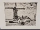 Gesigneerde ets 8/100 - “Molenhuisje – Zingem” - Romain Malfliet – foto 2 – kavel bij De Kringwinkel, Gent