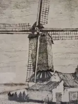 Gesigneerde ets 8/100 - “Molenhuisje – Zingem” - Romain Malfliet – foto 5 – kavel bij De Kringwinkel, Gent