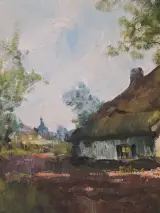 Olieverfschilderij op doek - Boerderij met bloesemboom - Henri Joseph Pauwels – foto 7 – kavel bij De Kringwinkel, Gent