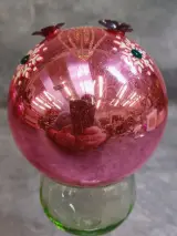 Set van 4 vintage glazen kerstballen met Bbloemmotief en pailletten – foto 3 – kavel bij De Kringwinkel, Gent