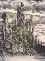 Ingelijst fantasielandschap - gesigneerd “Vermote Peter”, september 1989 – foto 3 – kavel bij De Kringwinkel, Gent