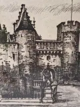 Het Steen met Lange Wapper, Antwerpen - gesigneerde ets 96/150 - Roger Hebbelinck – foto 4 – kavel bij De Kringwinkel, Gent