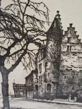 Het Steen met Lange Wapper, Antwerpen - gesigneerde ets 96/150 - Roger Hebbelinck – foto 6 – kavel bij De Kringwinkel, Gent