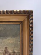 Olieverfschilderij van een dynamisch zeegezicht met bomschuiten - gesigneerd Jacob – foto 7 – kavel bij De Kringwinkel, Gent