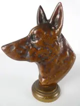 Bronzen hondenkop op voetstuk – kavel bij De Kringwinkel, Heverlee