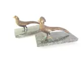 Set van 2 vintage bronzen fazanten op marmeren voet – kavel bij De Kringwinkel, Heverlee