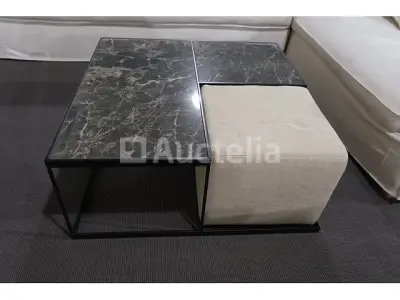 Salontafel met poef – kavel bij Auctelia, Mont-de-l'Enclus