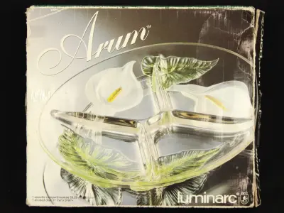 Luminarc Arum glazen serveerschaal met vakverdeling – kavel bij De Kringwinkel, Antwerpen