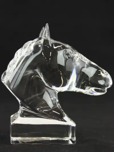 Pierre Pétry (1945–2017) voor Val Saint Lambert – Kristallen paardenhoofd – kavel bij De Kringwinkel, Antwerpen