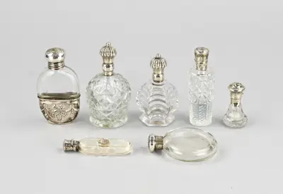 Lot lodereinflesjes met zilver, 7x – kavel bij Twents Veilinghuis