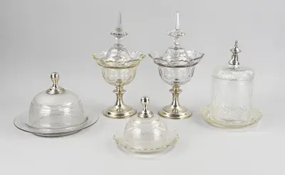 5 Delen kristal met zilver – kavel bij Twents Veilinghuis