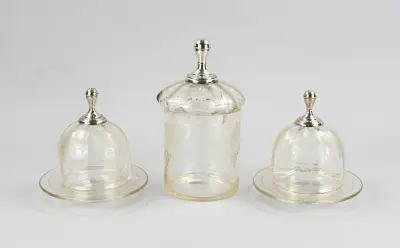3 Delen geëtst glas met zilver – kavel bij Twents Veilinghuis