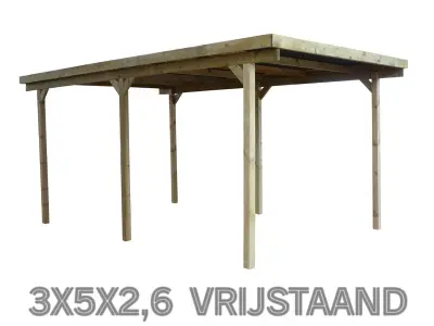 Carport Vrijstaand 3x5x2,6 – kavel bij Hammertime