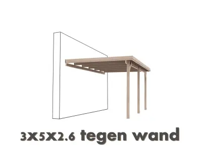 Carport Tegen Muur 3x5x2,6 – kavel bij Hammertime