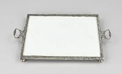 Presenteerblad met zilver en glas – kavel bij Twents Veilinghuis