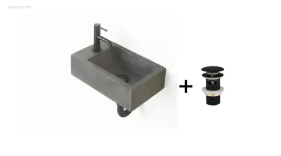 1x Fontein set - Waskom - Beton - Dusk Grey – kavel bij Auctim, Free delivery within 1-3 weeks after receipt of payment