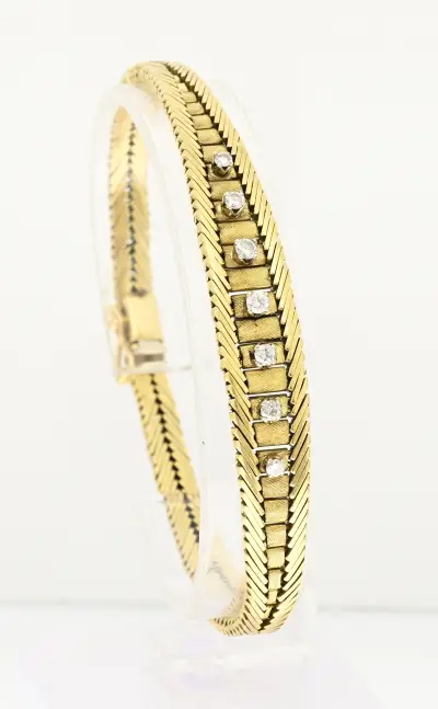 Gouden armband met diamant – kavel bij Twents Veilinghuis