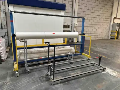 Mobile plastic film roll dispensing / unwinding trolleys – kavel bij NetBid, Roterijstraat 205-8793 Waregem