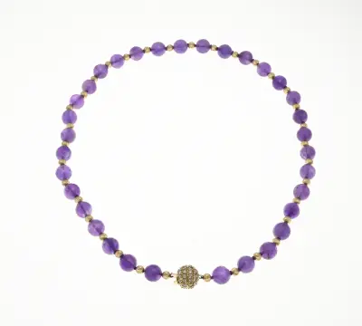Collier met amethist, diamanten en goud – kavel bij Twents Veilinghuis