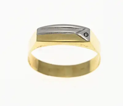 Gouden herenring, wit en geel – kavel bij Twents Veilinghuis