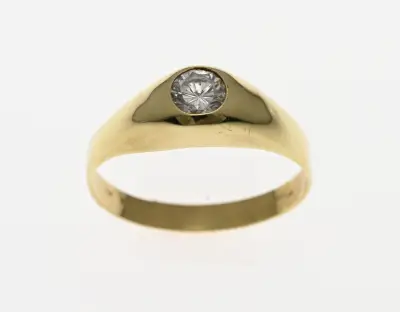 Gouden cachetring met zirconia – kavel bij Twents Veilinghuis