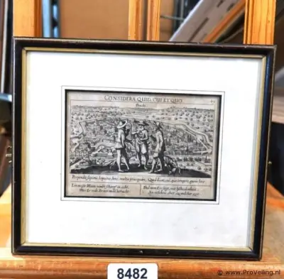 Antieke kopergravure met een gezicht op de stad Utrecht, afkomstig uit de werkreeks Thesaurus Philopoliticus (ook wel Politisches Schatzkästlein) v… – kavel bij ProVeiling