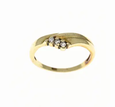 Gouden V-ring met diamantjes – kavel bij Twents Veilinghuis