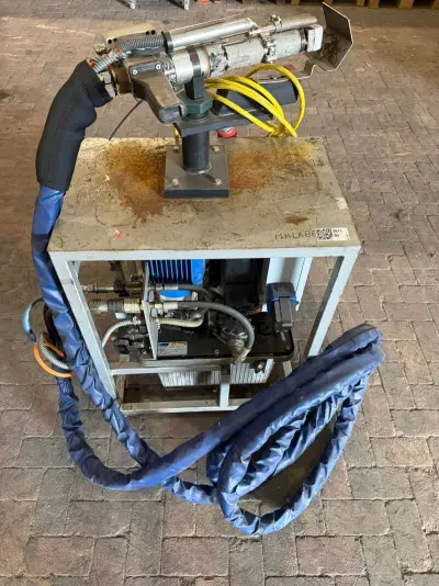 Kunststof handlasextruder, Wegener, Real 10R, blauw/grijs, 2013, extrusie lasapparaat met unit en slangen – kavel bij Onlineveilingmeester, Hoogeveen