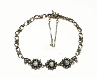 Armband goud met zilver en oud diamant – kavel bij Twents Veilinghuis