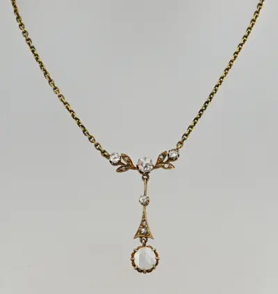 Antiek gouden collier met roosdiamant – kavel bij Twents Veilinghuis