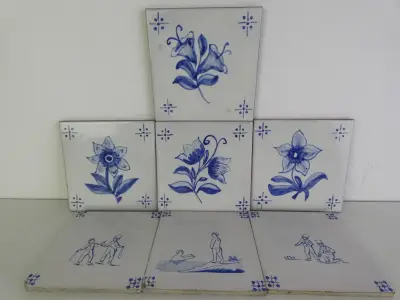 7 decoratieve wandtegels – kavel bij De Kringwinkel, Heverlee