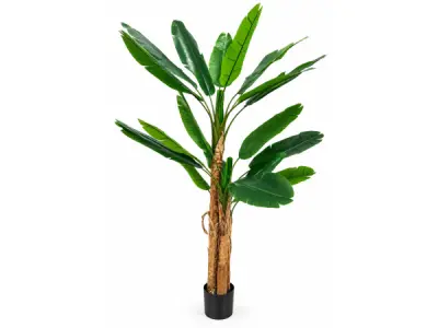 2x 185cm Real touch banana tree x 22 lvs in plastic pot – kavel bij XL Auctions