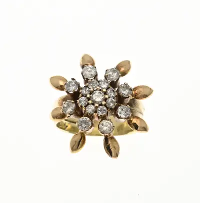 Gouden rozetring met diamanten – kavel bij Twents Veilinghuis