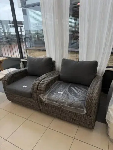 Paco loungezetel in grijze wicker (2 stuks) – kavel bij Openbare Verkopen, Blankenberge