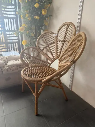Decoratieve rotan pauwstoel – Naturel hangevlochten ontwerp ( 1 stuk) – kavel bij Openbare Verkopen, Blankenberge