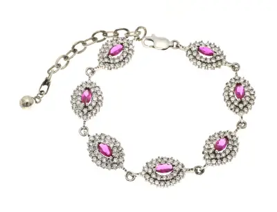 Zilveren armband met zirconia's en robijn – kavel bij Twents Veilinghuis