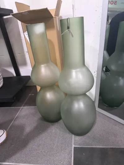 3 groene vazen handmade riverdale – kavel bij Openbare Verkopen, Blankenberge
