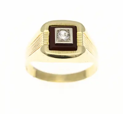 Gouden ring met carneool en steen – kavel bij Twents Veilinghuis