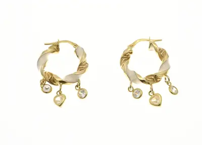 Gouden creolen met emaille en zirconia – kavel bij Twents Veilinghuis