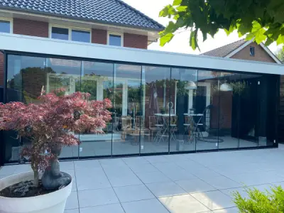 7x Glazen Schuifwand 1030 mm H2000–2700 mm Mat zwart – kavel bij XL Auctions