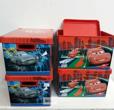 4 x Opbergdoos Cars Curver 38x28x23 cm – kavel bij Belga Veilingen, Oudsbergen