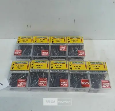 9 x Houtschroeven INOX blister verzonken kop red-tip mix – kavel bij Belga Veilingen, Oudsbergen