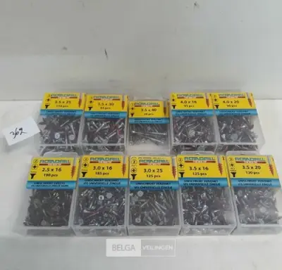 10 x Houtschroeven in blister verzonken kop red-tip mix – kavel bij Belga Veilingen, Oudsbergen