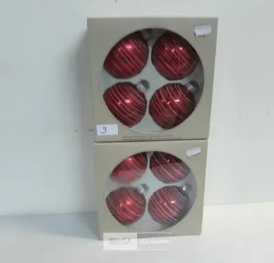 2 x Kerstballen glas 4 stuks rood – kavel bij Belga Veilingen, Oudsbergen