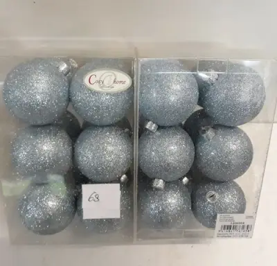2 x Kerstballen pvc 12 stuks blauw glitter – kavel bij Belga Veilingen, Oudsbergen