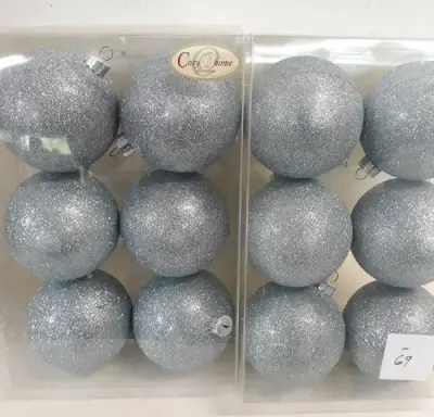 2 x Kerstballen pvc 6 stuks blauw glitter – kavel bij Belga Veilingen, Oudsbergen