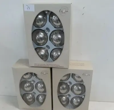 3 x Kerstballen glas 6 stuks zilver – kavel bij Belga Veilingen, Oudsbergen