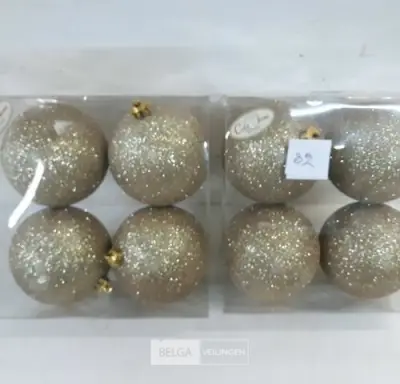 2 x Kerstballen pvc 4 stuks goud glitter – kavel bij Belga Veilingen, Oudsbergen